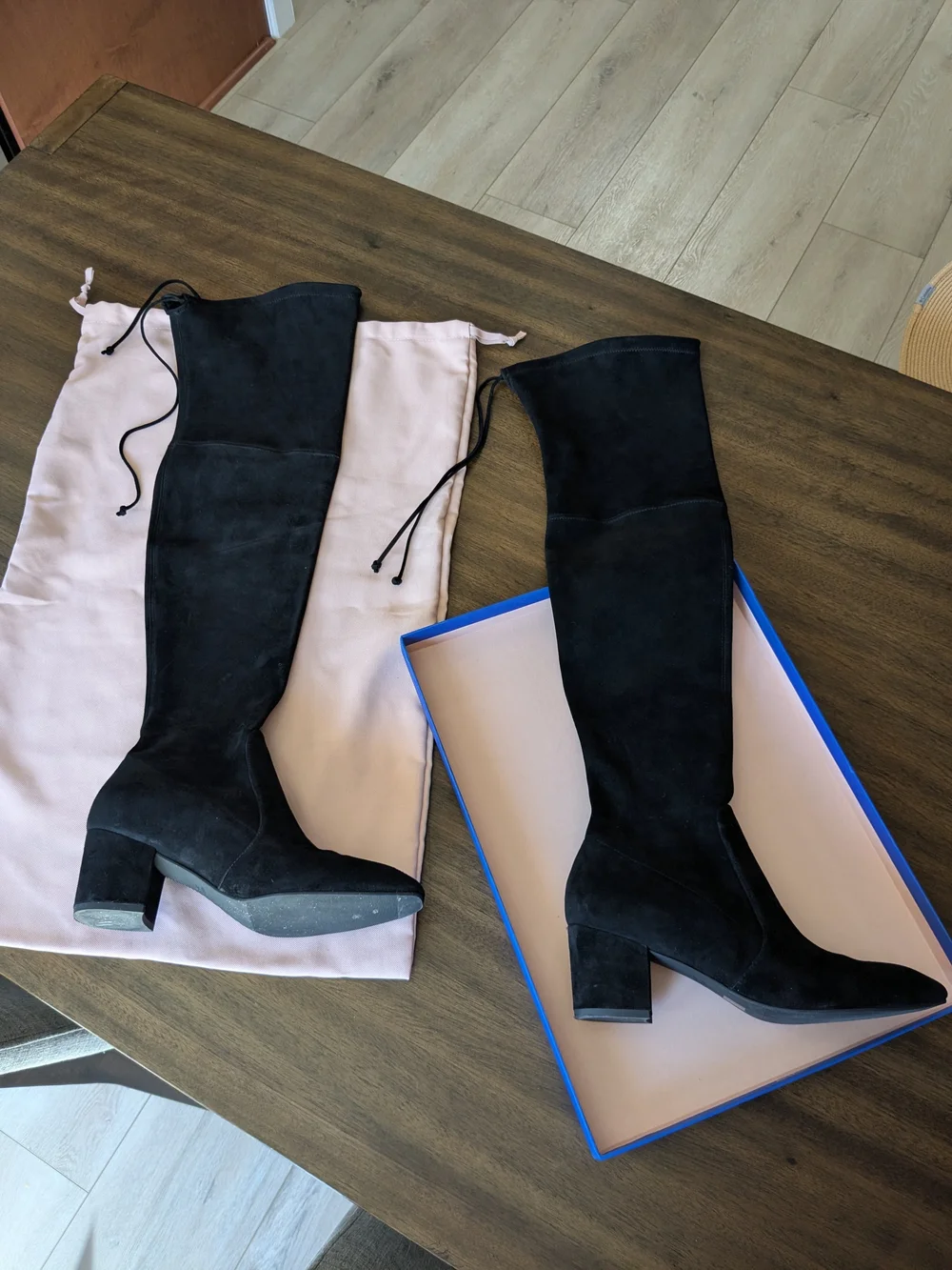 Stuart Weitzman Irena Over-the-Knee OTK Suede, Black Suede Boots, Size 9.5 B EUC